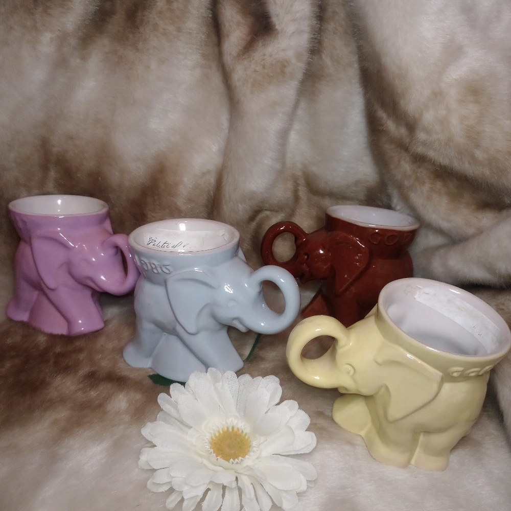 *4* Vintage Frankoma GOP elephant mugs 1974, 83, 86, 87